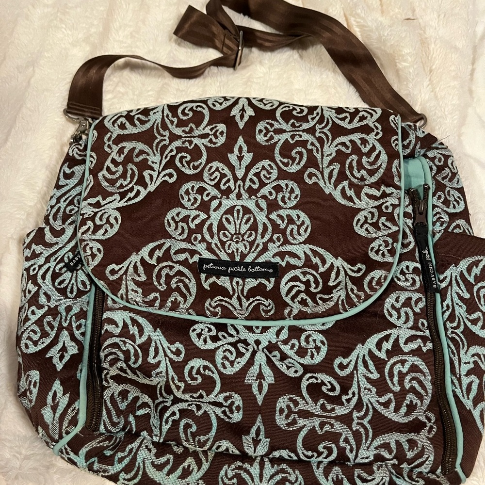 Petunia Pickle Bottom Brown and Teal Baby Bag